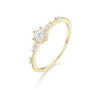Wycian Vintage Band Ring Promise Ring Real Diamond 9K Yellow Gold Au375 Size M 1/2 White Round Diamond Stackable for Ladies Classic