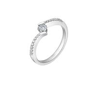 Wycian Vintage Engagement Rings 14K White Gold Ring Simple with Round Diamond 0.2CT Size O 1/2 Solid Not Plated Elegant for Sister Valentines Day Jewelry