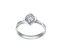 Wycian Vintage Ring Diamond Ring Decorations 18K White Gold with 0.4CT Round Diamond Size O 1/2 Solid Not Plated Fashion for Sister Cocktail Jewelry