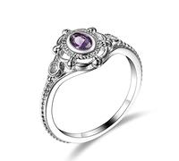 Wycian Vintage Wedding Band, Commitment Rings for Women Inlaid Purple Cz Silver Purple White Gold Plated Size L 1/2 Elegant Ring for Girlfriend Wife Bride