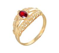 Wycian Wedding Band Rings for Women Lab Created Ruby Rings for Women 18K Yellow Gold Hollow Out with 0.37CT Ruby and Diamond Size T 1/2 Solid Not Plated Fashion for Ladies Graduation
