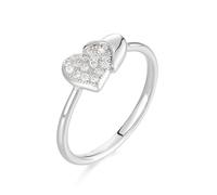 Wycian Wedding Band Rings for Women White Gold 14K White Gold M 1/2, Double Hearts with Diamond Engagement Wedding Rings for Women