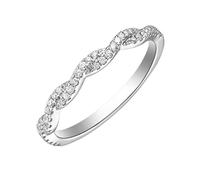 Wycian Wedding Band Unique 950 Platinum Rings for Women Silver with 0.19CT Diamond Size Q 1/2 Solid Not Plated Fashion for Sister Birthday Jewelry