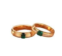 Wycian Wedding Ring for Man Golden Rings 18K Brushed Matte Design Solitaire Rectangular Lab Emerald 0.5CT Size R 1/2 Solid Not Plated Upgrade 3.0 for Ladies Thanksgiving