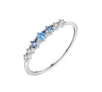 Wycian Wedding Rings for The Bride with Cubic Zirconia, Round with Blue Round Shape Cubic Zirconia Matching Promise Rings Sterling Silver for Her Size P 1/2