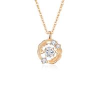 Wycian Women Chain Necklaces 18K Rose Gold with Blue Topaz, and Diamond, Floating Setting Feather Angels Wings 18K Gold Necklace Thin for Her, 40+5 cm/15.7+1.9 inch