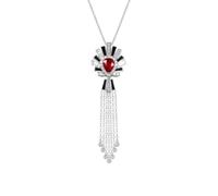 Wycian Women Necklaces Trendy White Gold/Platinum 1.03ct Lab Created Ruby | Art-Deco Tassel Pendant Geometric, Hypoallergenic, Hallmarked, Fine Detailing, Quality Guaranteed