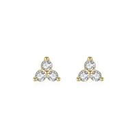 Wycian Women's Earrings Studs with White Moissanite, Wedding Earrings for Brides Gold Three Stones 9K Yellow Gold