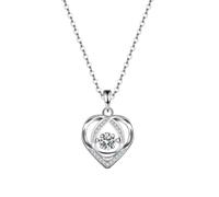 Wycian Womens Necklaces Silver 9K/14K/18K White Gold, White Moissanite Interlocking Hearts Womens Chain Necklace, 45 cm/17.7 inch