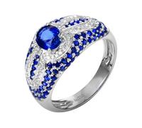 Wycian Women'S Ring Lab Created Sapphire Ring 18K White Gold Drill Row with 1.31CT Sapphire and Diamond Size M 1/2 Solid Not Plated Popular for Wife Mothers Day