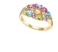 Wycian Women'S Rings Amethyst Ring 18K Yellow Gold with 1.65Cttw Luxury Peridot, Diamond, Amethyst, Tourmaline, Topaz, Citrine Size U 1/2 Solid Not Plated Popular for Sister Thanksgiving