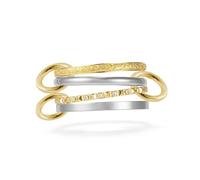 Wycian Womens StaInless Steel Rings with Stones, 50th Wedding Anniversary Bands for Women Stackable Ring Set of 4 with Cubic Zirconia 2 mm in Silver Gold for Her Size L 1/2