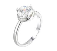 Wycian Women's Wedding Bands White Gold 18K White Gold R 1/2, Elegant Solitaire Round Moissanite Wedding Anniversary Rings for Wife