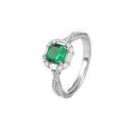 Wycian Women'S Wedding Ring Green Wedding Ring 18K White Gold Elegant Twisted Design Square 4 Prong Lab Emerald 1CT with Moissanite Size L 1/2 Solid Not Plated Fashion for Sister Cocktail