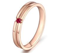 Wycian Womens Wedding Rings Lab Grown Ruby Engagement Ring 18K Rose Gold Single Natural Ruby Size x 1/2 Solid Not Plated Simple for Sister Mothers Day Jewelry