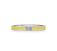 Wycian Yellow Rings for Women Rings for Women Sterling Silver S925 2mm Cubic-Zirconia Yellow Tape with Solitaire Size L 1/2 Gifts for Ladies Mother Popular