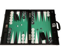 Wycliffe Brothers 21" Tournament Backgammon Set - Black Croco Board with Green Field - Gen III