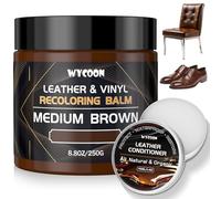 WYCOON Leather Recoloruing Balm with Conditioner, Leather Repair kit for Furniture, Leather Paint & Dye, Colour Restorer, Leather Stain Remover for Faded & Scratched Leather- Medium Brown