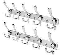 WYCTIN Wall Mount Hook, 2 Pack 15 Hooks Stainless Steel Coat Robe Hat Clothes Wall Mount Hook Heavy Duty Hanger Towel Rack