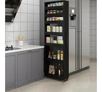 WYCXZJM Slim Storage Cart,7 Tier Standing-Shelf with Wheels,Rolling Spice Rack Next to Fridge Slim,Kitchen Rolling Cart,Narrow Storage Cabinet,for Kitchen, Dining Room