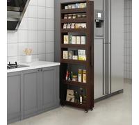 WYCXZJM Slim Storage Cart,7 Tier Standing-Shelf with Wheels,Rolling Spice Rack Next to Fridge Slim,Kitchen Rolling Cart,Narrow Storage Cabinet,for Kitchen, Dining Room