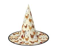 WYCZHY A Brood Of Chickens Printing 13 Inches Tall Foldable Halloween Hat, Oxford Cloth Halloween Cap For Carnivals