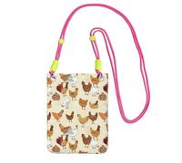 WYCZHY A Brood Of Chickens Printing Travel Cell Phone Pouch Crossbody Bag With Shoulder Strap For Phone,Walking Passport,Wallet