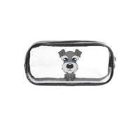 WYCZHY Adorable Schnauzer Printed Transparent Pencil Pouch, Heavy Duty PVC Zipper Bag, Sturdy Organizer for Markers