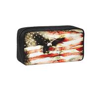 WYCZHY American Flag Fly Eagle Printed Big Capacity Pencil Pouch, Lightweight Fabric Pen Bag, Organizer for Adult College