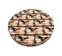 WYCZHY American Flag Fly Eagle Printed Round Seat Slipcover Supportive Foam Padded Guard For Bar Stools And Dining Chairs