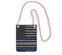WYCZHY American Thin Blue Line Flag Printing Travel Cell Phone Pouch Crossbody Bag With Shoulder Strap For Phone,Walking Passport,Wallet
