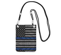 WYCZHY American Thin Blue Line Flag Printing Travel Cell Phone Pouch Crossbody Bag With Shoulder Strap For Phone,Walking Passport,Wallet