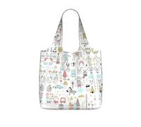 WYCZHY Animal Rabbit Fox Dee Printed Reusable Tote Bag Foldable, Large Capacity Shopping Bag for Daily Use and Commuting