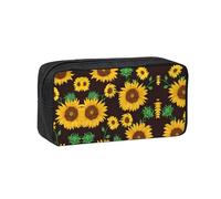 WYCZHY Beautiful Sunflower Printed Big Capacity Pencil Pouch, Lightweight Fabric Pen Bag, Organizer for Adult College