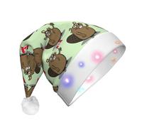 WYCZHY Beaver Led Christmas Hat Luminous Santa 3 Flashing Modes For Holiday Halloween