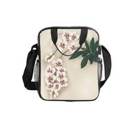 WYCZHY Bell Orchid Printed See Through Lunch Bag, Clear PVC Tote with Mesh Pockets and Adjustable Strap for Work