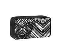 WYCZHY Black and White Checkered Stripes Printed Big Capacity Pencil Pouch, Lightweight Fabric Pen Bag, Organizer for Adult College