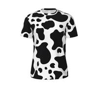 WYCZHY Black and White Cow Men's Short Sleeve T-Shirt Lightweight Running Workout Athletic Gym Shirts for Training