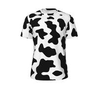 WYCZHY Black and White Cow Print Men's Short Sleeve T-Shirt Lightweight Running Workout Athletic Gym Shirts for Training