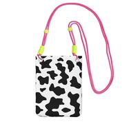 WYCZHY Black And White Cow Print Printing Travel Cell Phone Pouch Crossbody Bag With Shoulder Strap For Phone,Walking Passport,Wallet