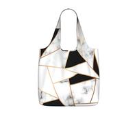 WYCZHY Black and White Marble Texture Printed Reusable Tote Bag Foldable, Large Capacity Shopping Bag for Daily Use and Commuting