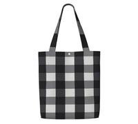 WYCZHY Black And White Plaid Print Large Reusable Heavy Duty Tote Bag Pack Available Premium Canvas Reusable Gift Bags Work Shopping