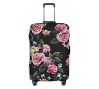 WYCZHY Black Blackgound Rose Printing Large Suitcase Cover, Elastic Suitcase Cover with Zipper, Protects Luggage During Travel