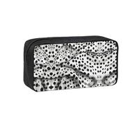 WYCZHY Black Polka Dot Printed Big Capacity Pencil Pouch, Lightweight Fabric Pen Bag, Organizer for Adult College