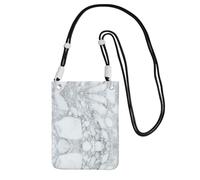 WYCZHY Black Textured Marble Printing Travel Cell Phone Pouch Crossbody Bag With Shoulder Strap For Phone,Walking Passport,Wallet