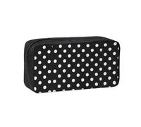 WYCZHY Black & White Big Dot Printed Big Capacity Pencil Pouch, Lightweight Fabric Pen Bag, Organizer for Adult College