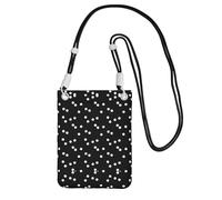 WYCZHY Black White Polka Dots Printing Travel Cell Phone Pouch Crossbody Bag With Shoulder Strap For Phone,Walking Passport,Wallet