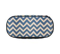 WYCZHY Blue Beige Stripe High Capacity Pencil Case,Pencil Bag Pouch Box Organizer Pen Case, Aesthetic Supply for Adults