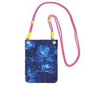 WYCZHY Blue Universe Space Galaxy Printing Travel Cell Phone Pouch Crossbody Bag With Shoulder Strap For Phone,Walking Passport,Wallet