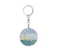 WYCZHY Boat Ship Landscape Printing Key Holder For Compact Key Organizer For Key Chain, Key Ring For Car Fobs Key Chains